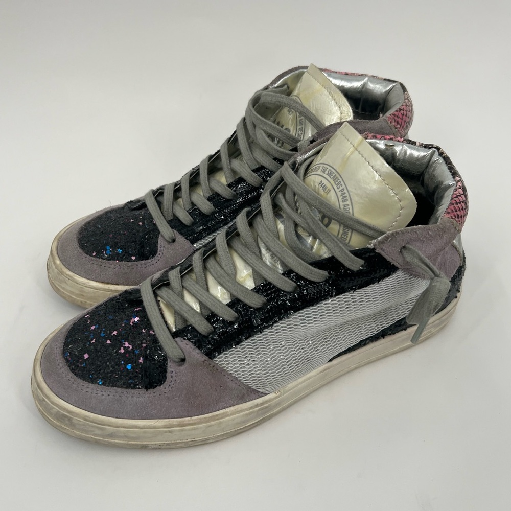 P448 Queens mid glitter & suede sneakers